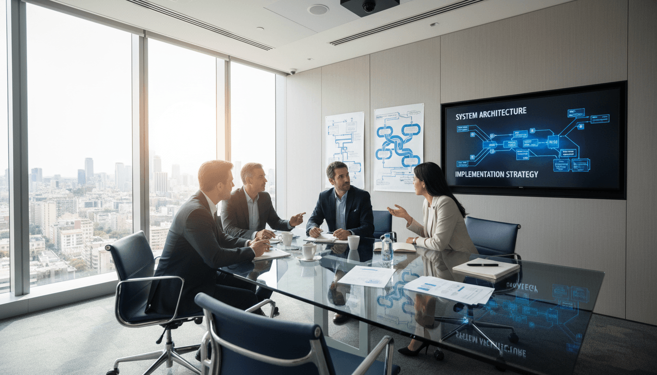 Business strategist in bright modern meeting room